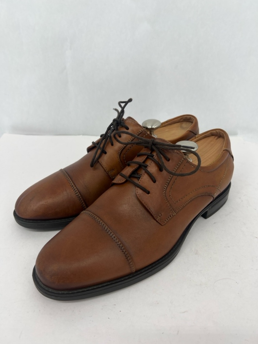 Florsheim Brown Leather Cap-Toe Derby Lace-Up Shoes